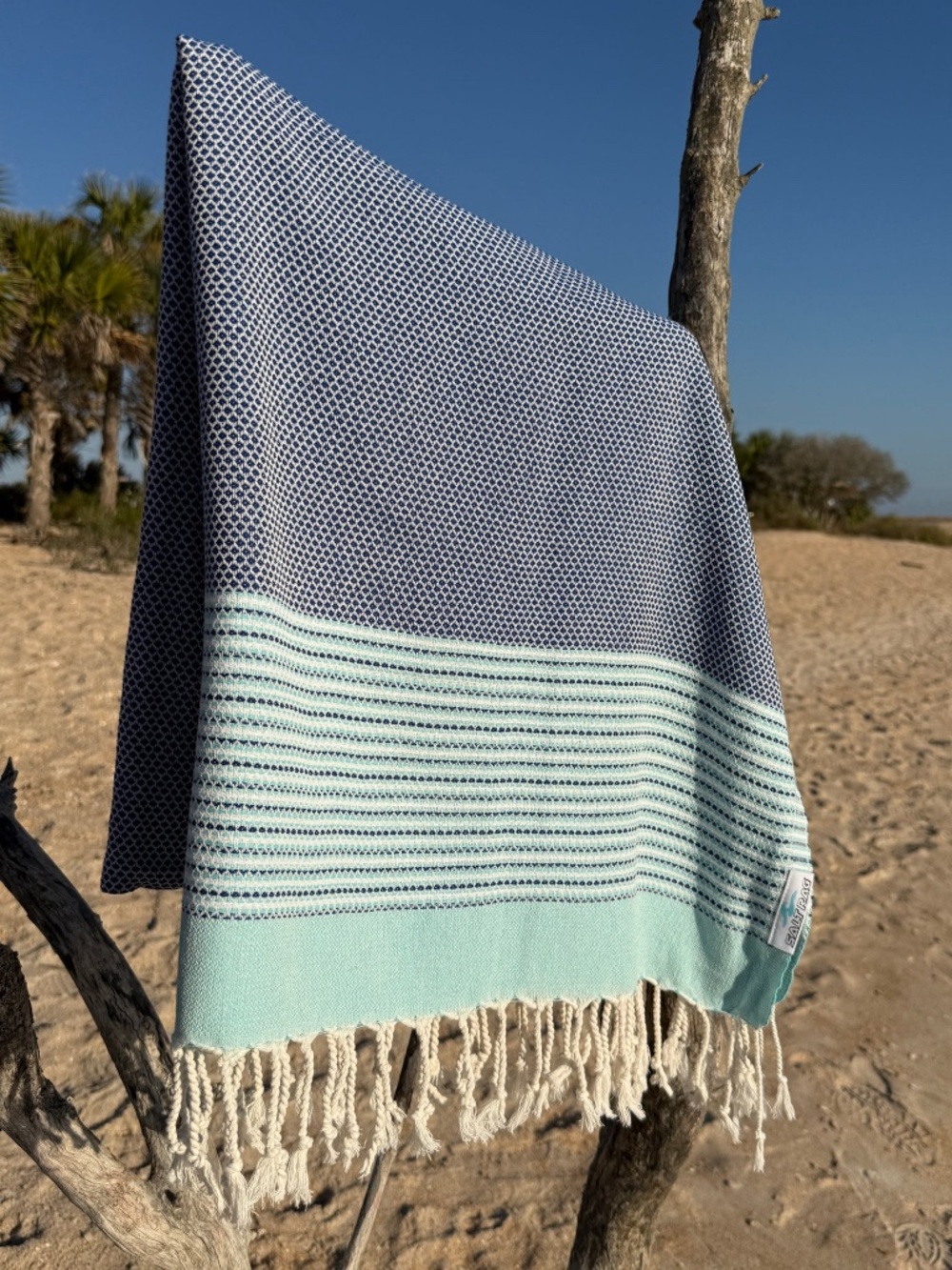 Blue Salt Rag™ "The Angler Rag" Sand-Resistant Turkish Beach Towel - Picture 2 of 4
